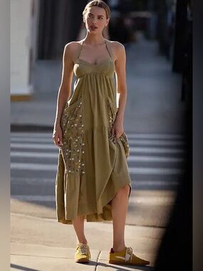 v neck corset midi dress anthropologie Pilcro Sleeveless V-Neck Corset A-Line Midi Dress